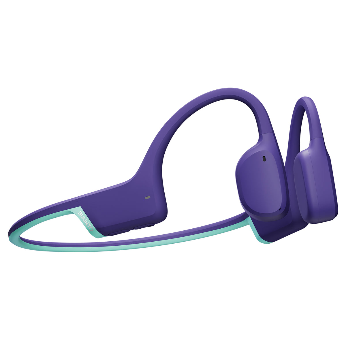 Audífonos de conducción ósea Suunto AQUA LIGHT en color morado con detalles turquesa sobre fondo blanco